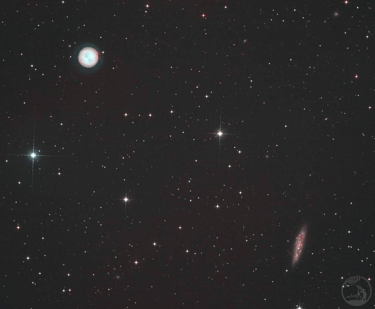 M97夜枭星云与M108滑雪板星系