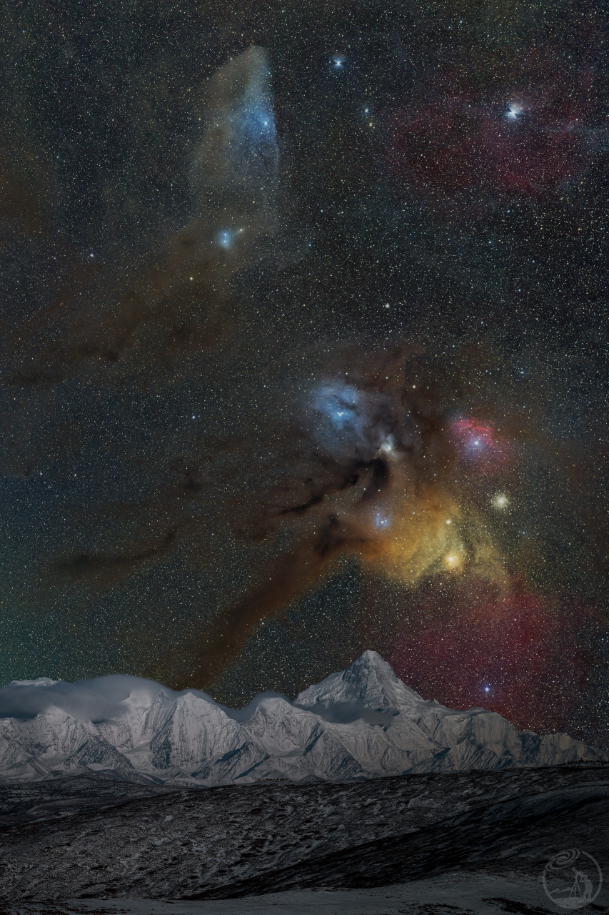 贡嘎上空的调色盘和蓝马头