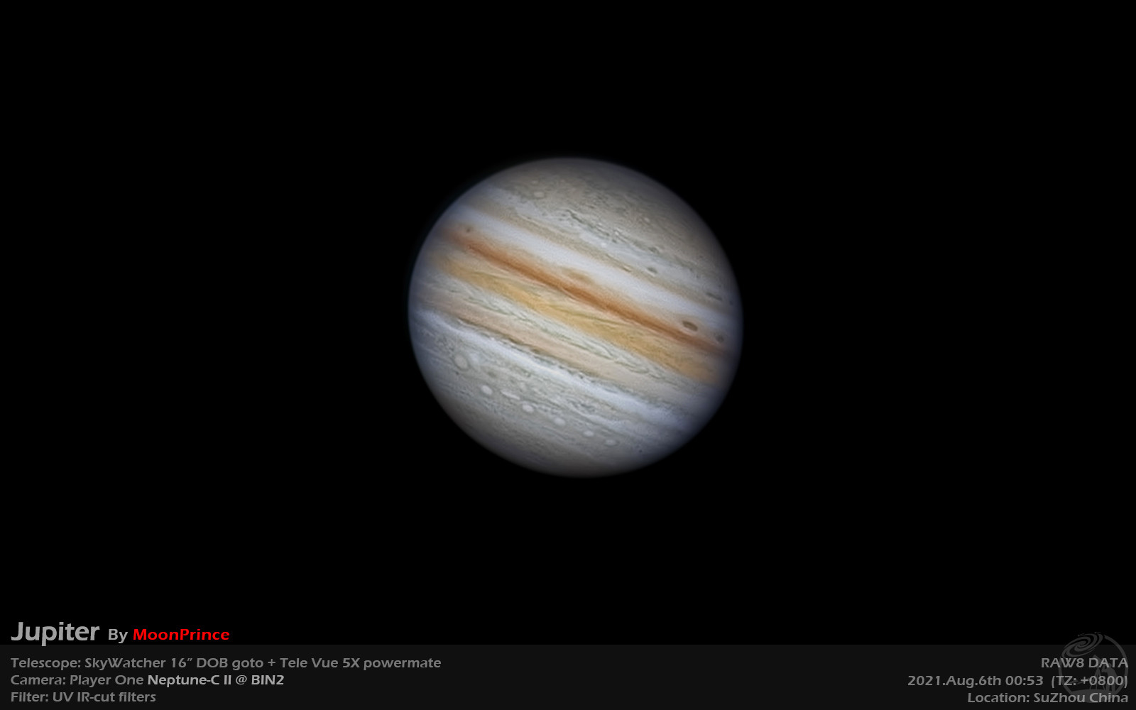 木星，16寸DOB+海王星2代相机，目前拍到的最满意的一张