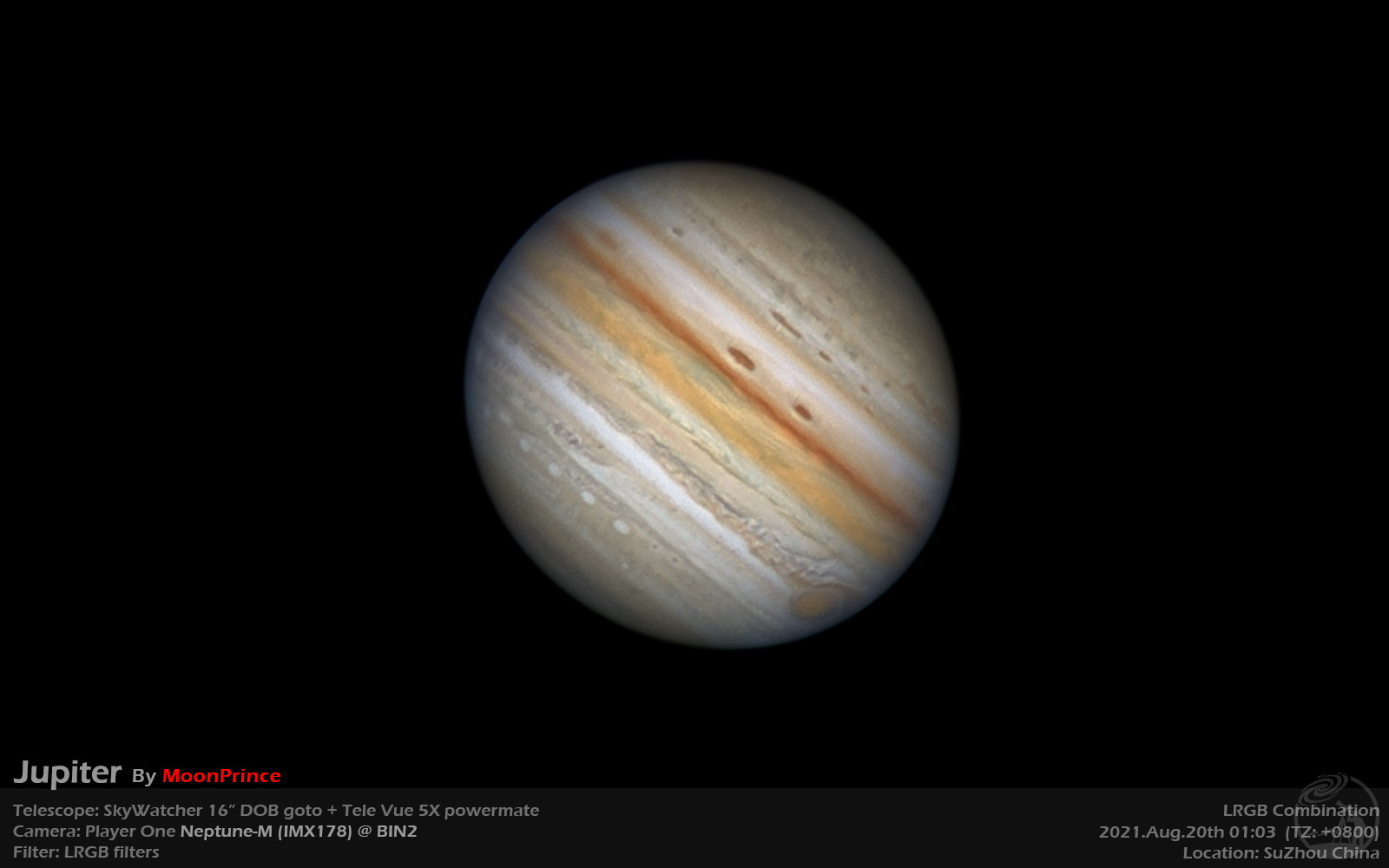 冲日的木星和大红斑，16寸+Neptune-M相机再次发威