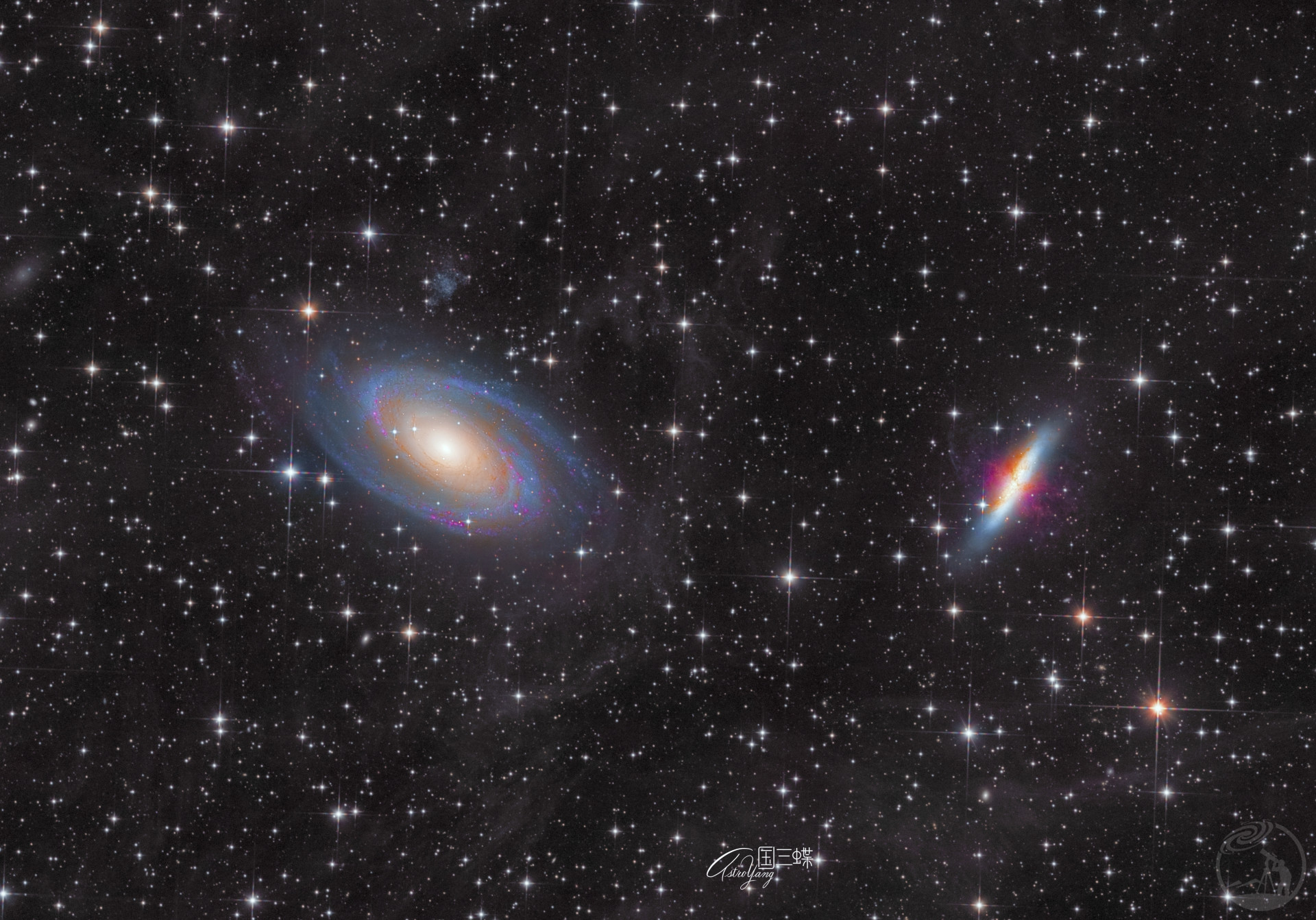 M81波徳星系与M82雪茄星系 重制