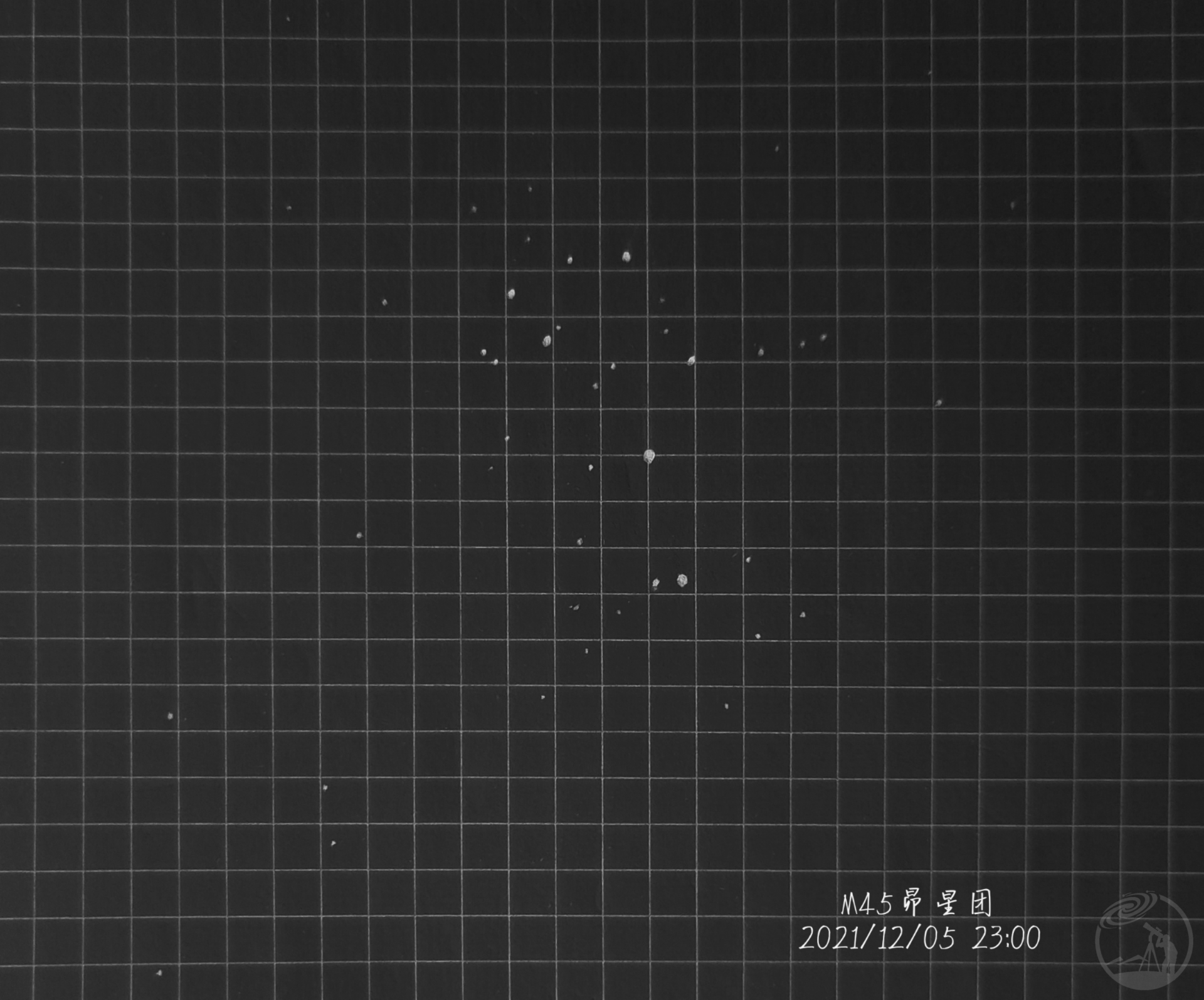 目视手绘M45昴星团（反色）