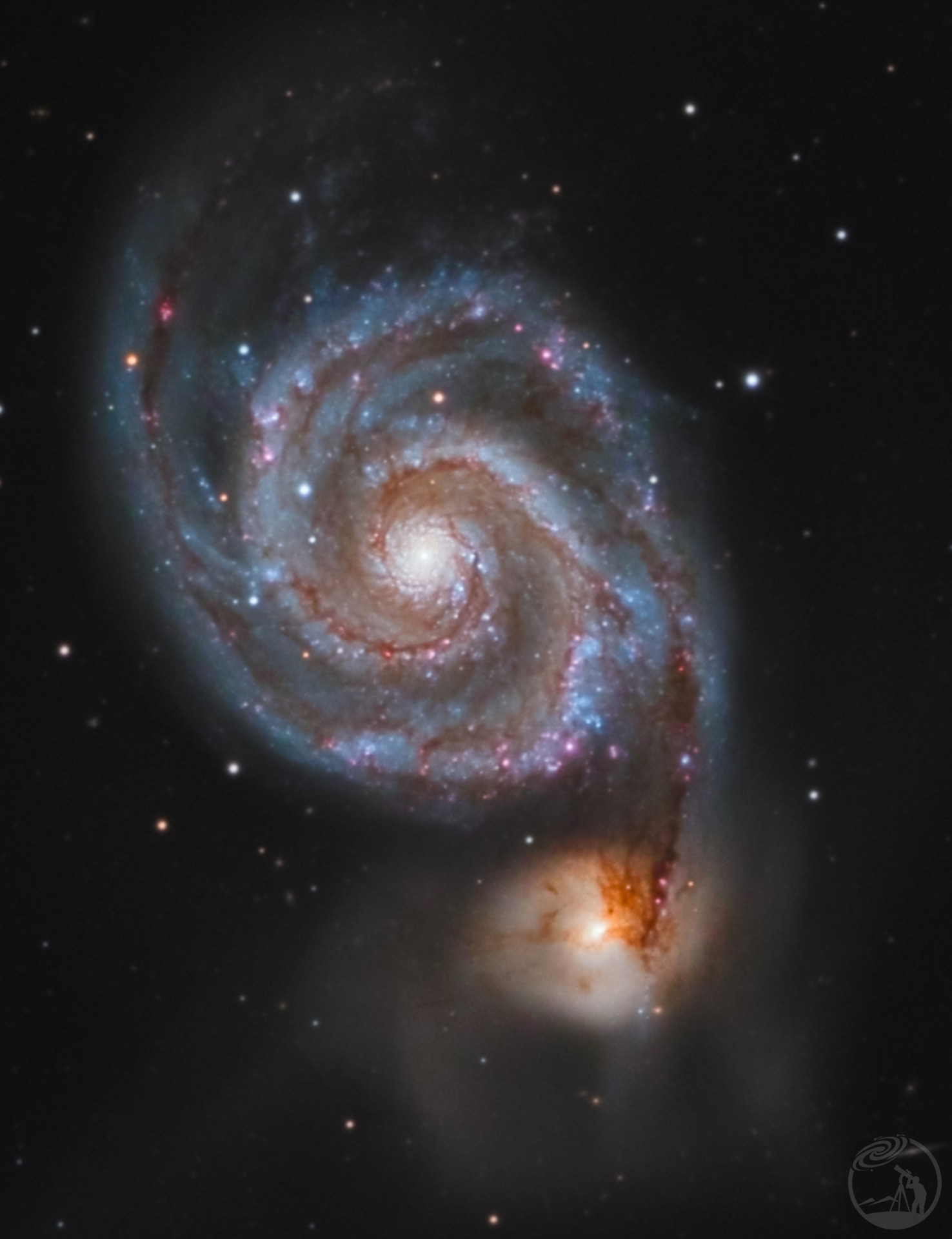 m51和它的伴星系ngc5195（裁剪版）