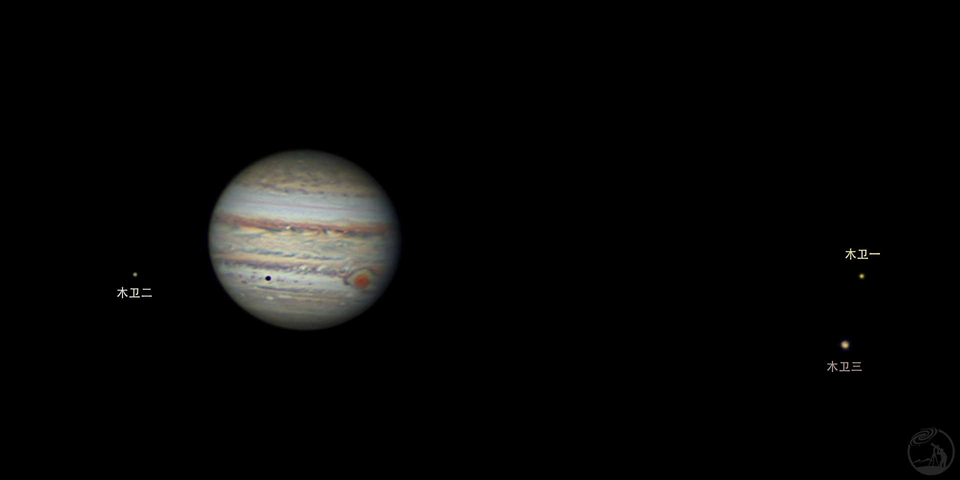 8月10日凌晨木星与三颗卫星