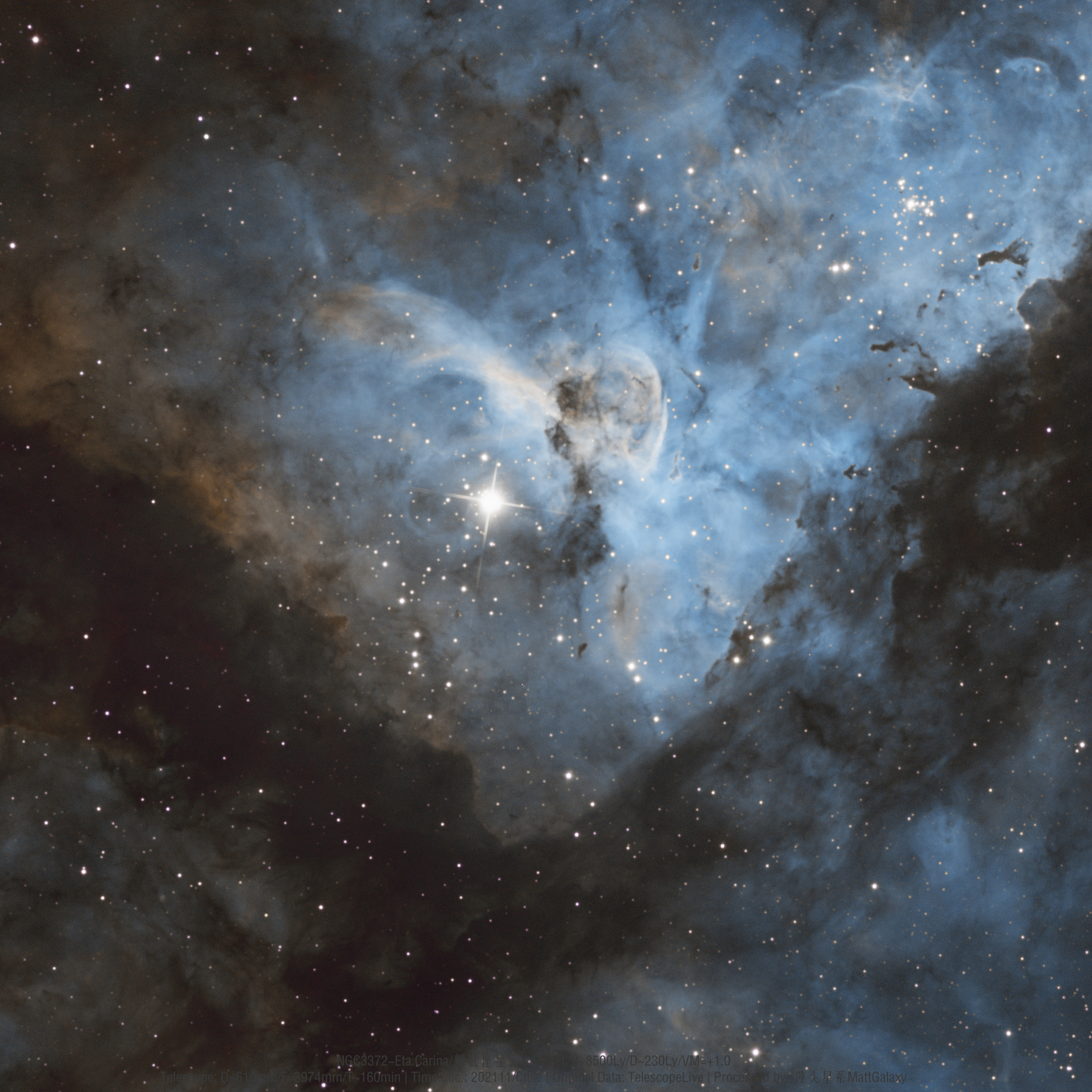 NGC3372-Eta.Carina船底座星云（来自TelescopeLive数据）