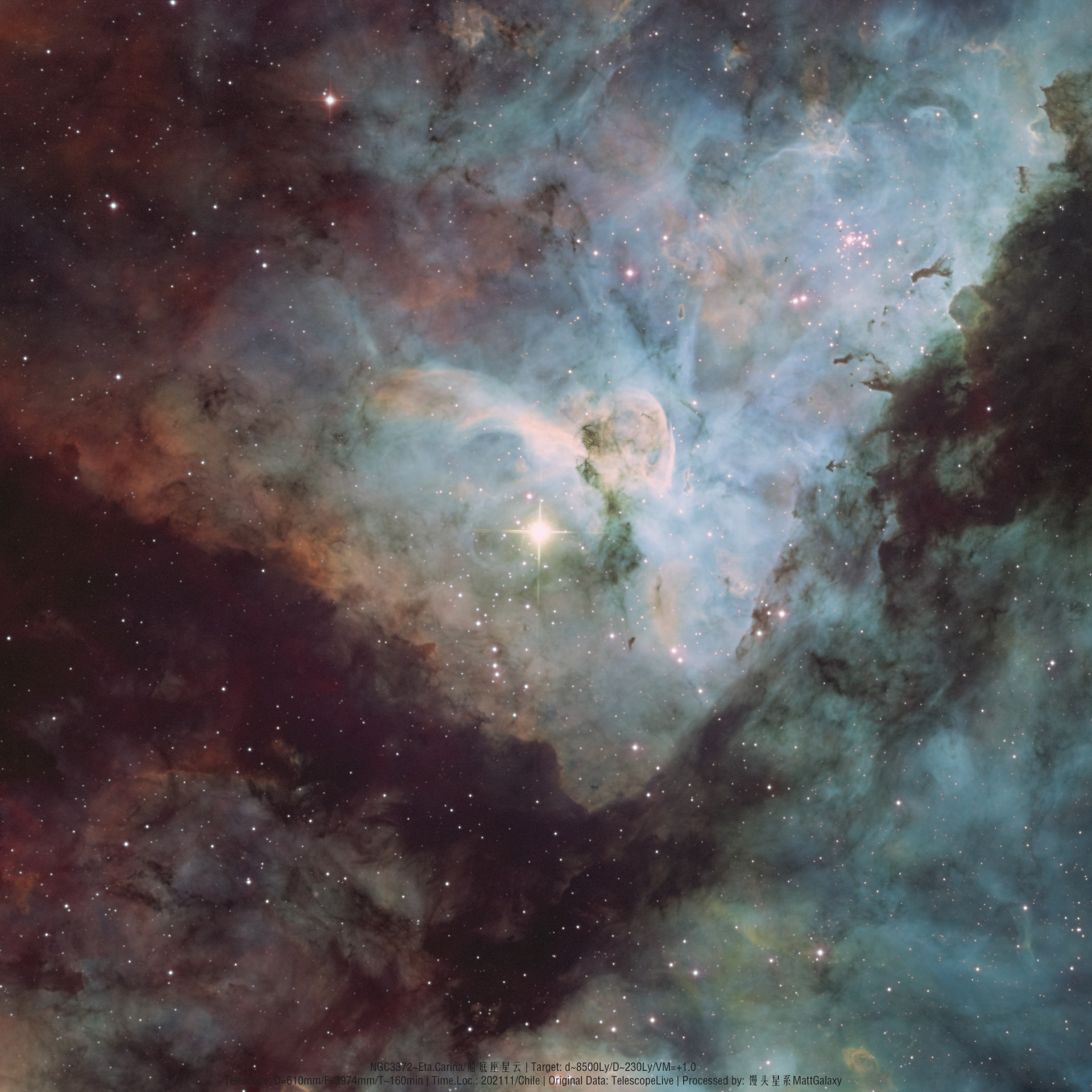 NGC3372-Eta.Carina船底座星云（数据来自TelescopeLive，后期练习第二版）
