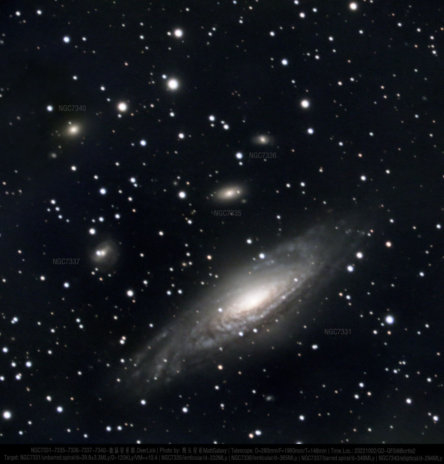 NGC7331-7335-7336-7337-7340-鹿舔星系群.DeerLick