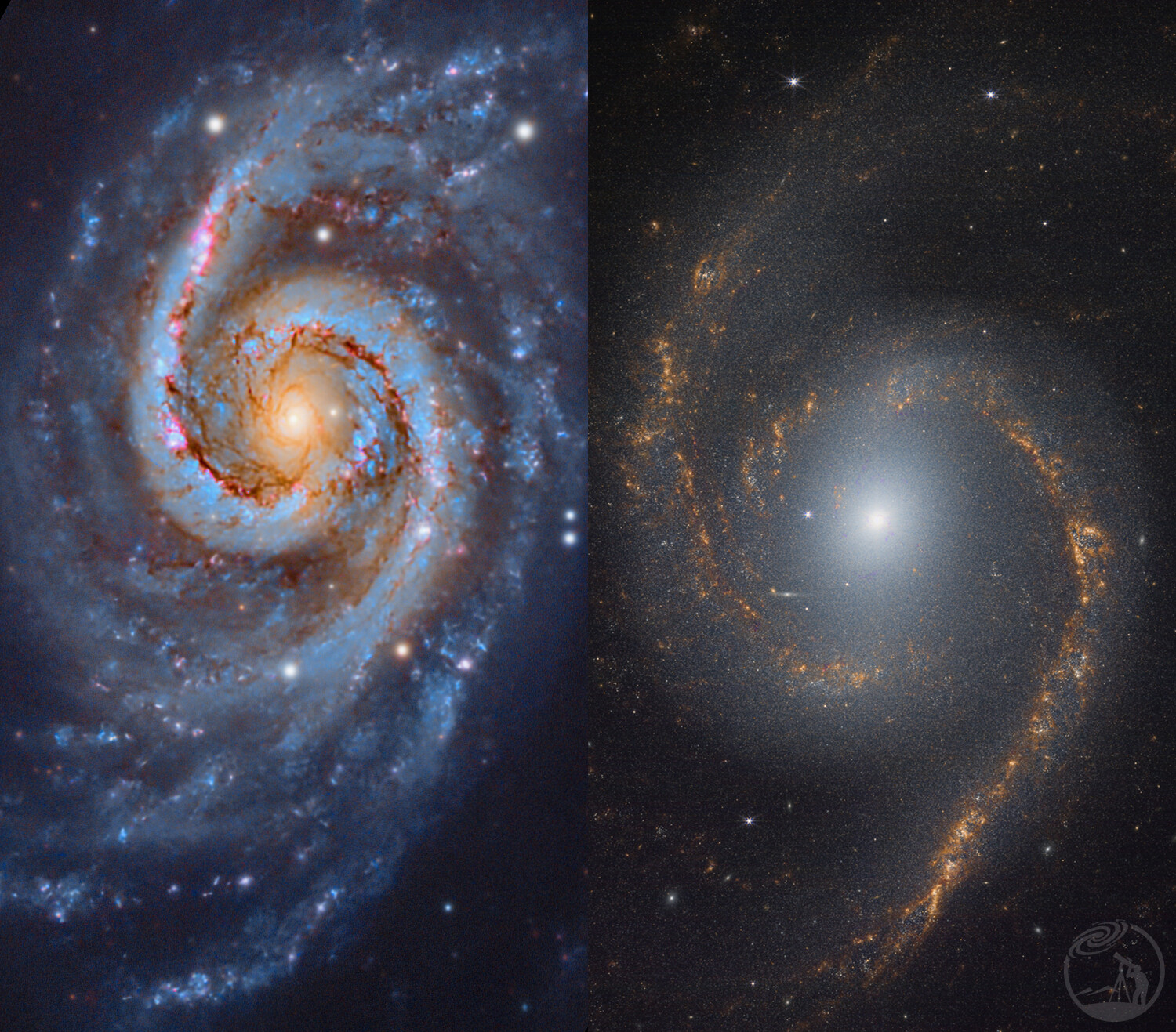 NGC1566 地面可见光望远镜与韦伯近红外图像不严格对比
