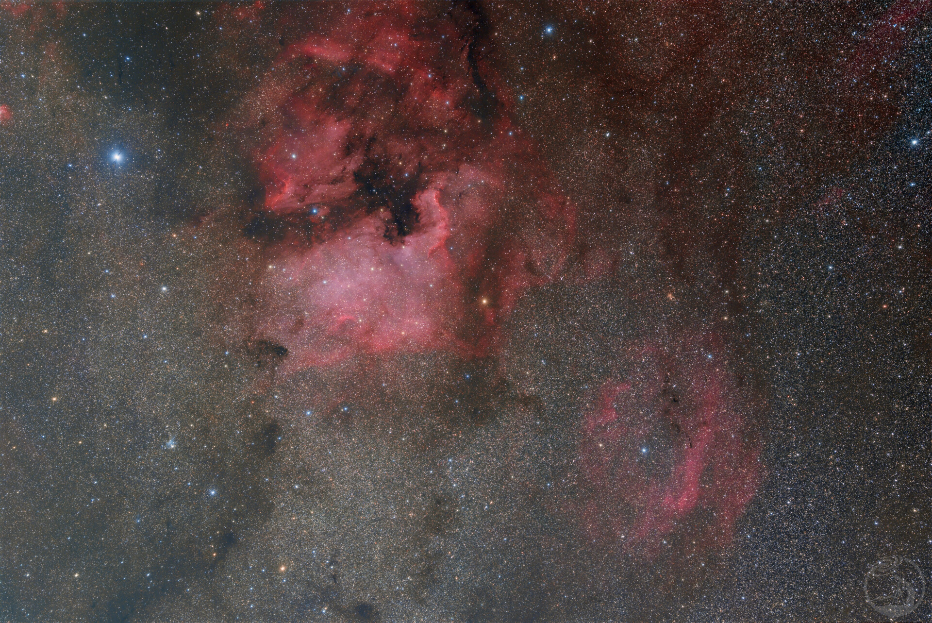 天鹅座广域，NGC7000北美洲星云附近（重调）