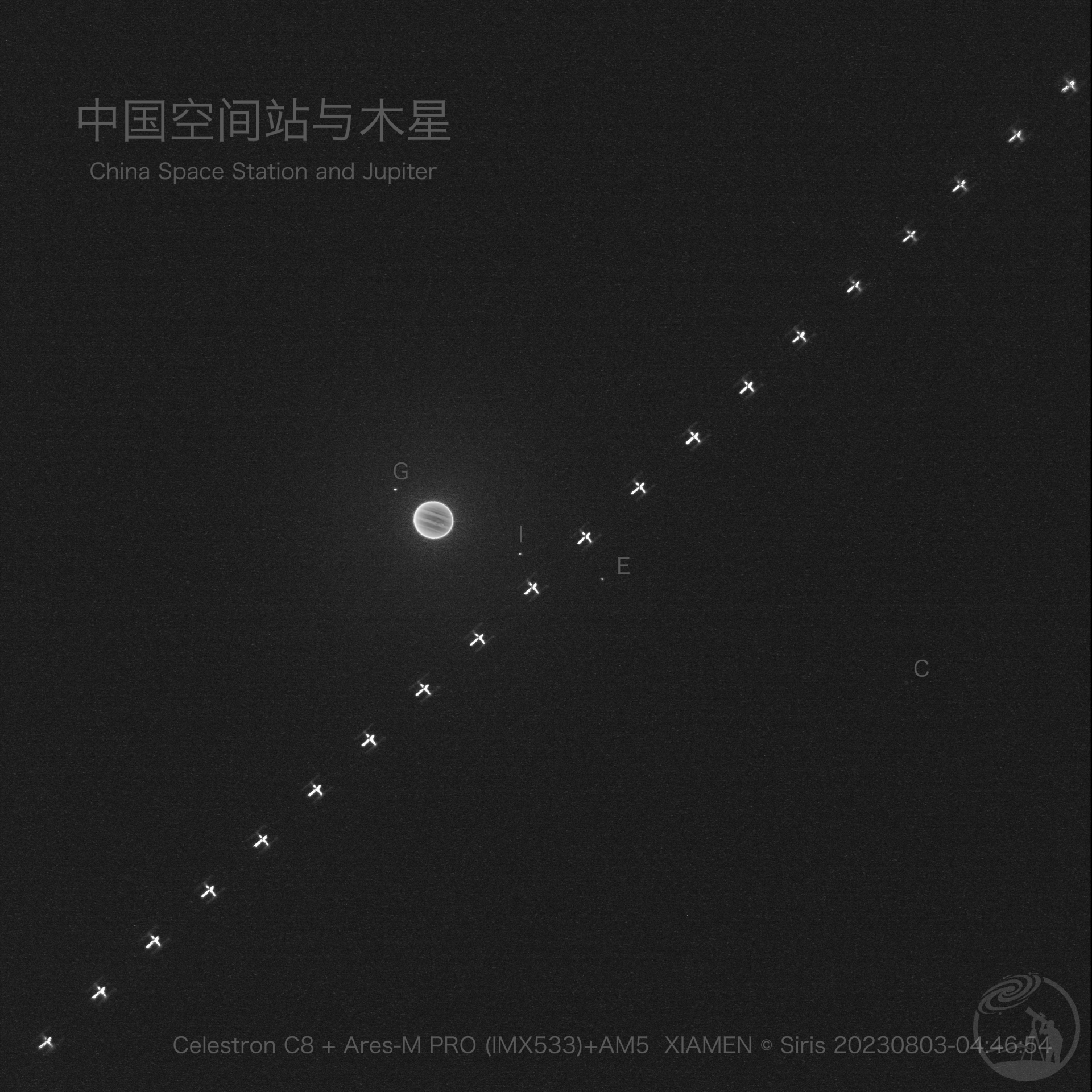 中国空间站与木星系统同框