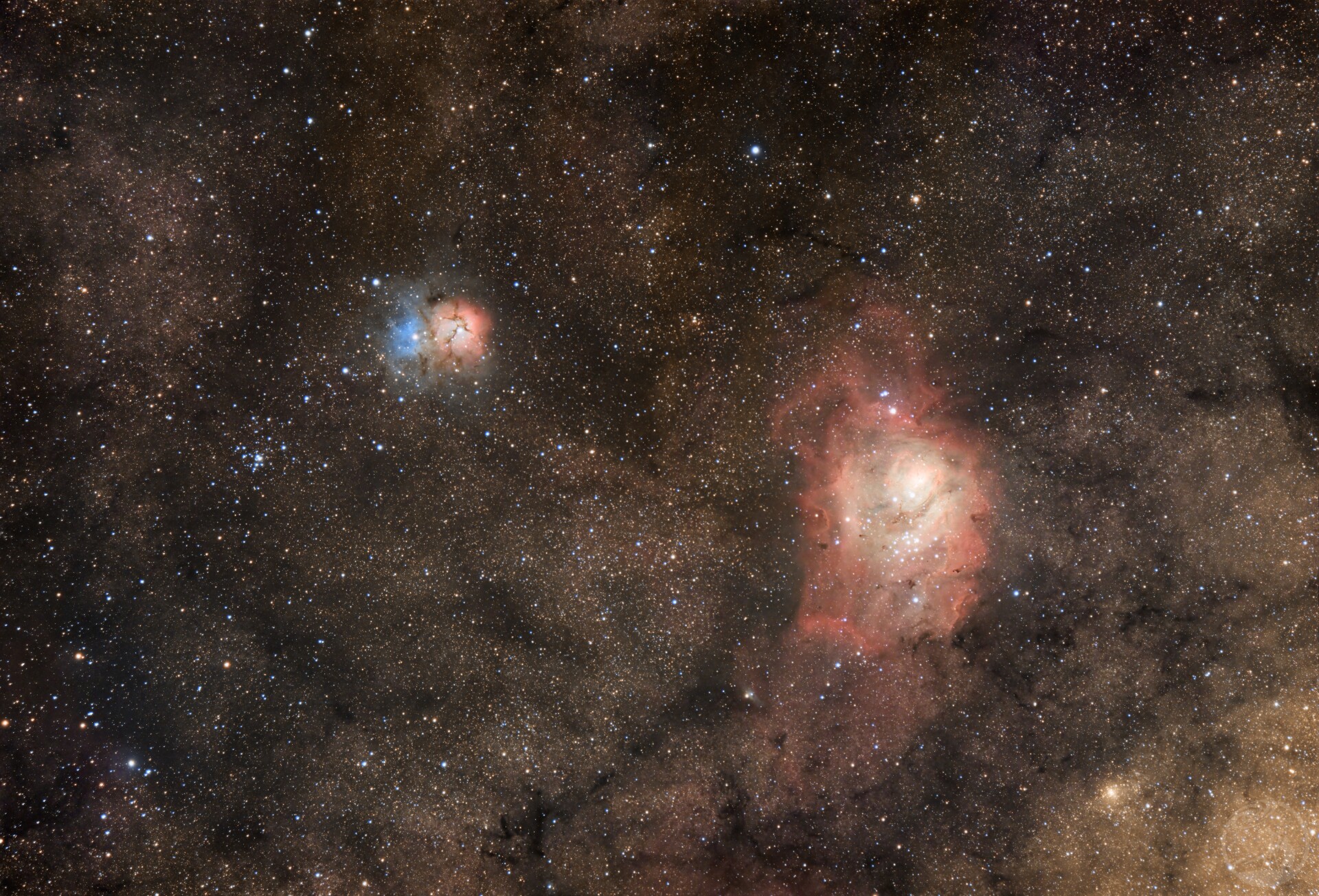 M8（礁湖星云） & M20（三叶星云）