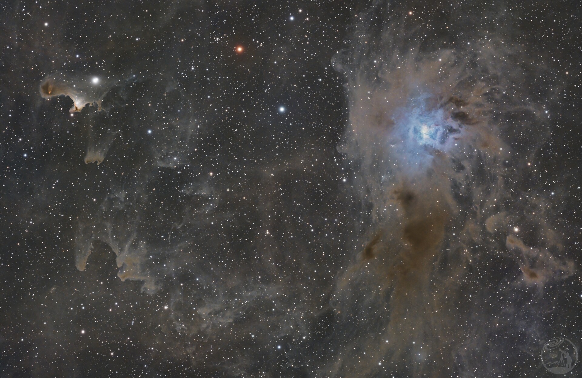 NGC7023鸢尾花与sh2-136鬼魂星云合影