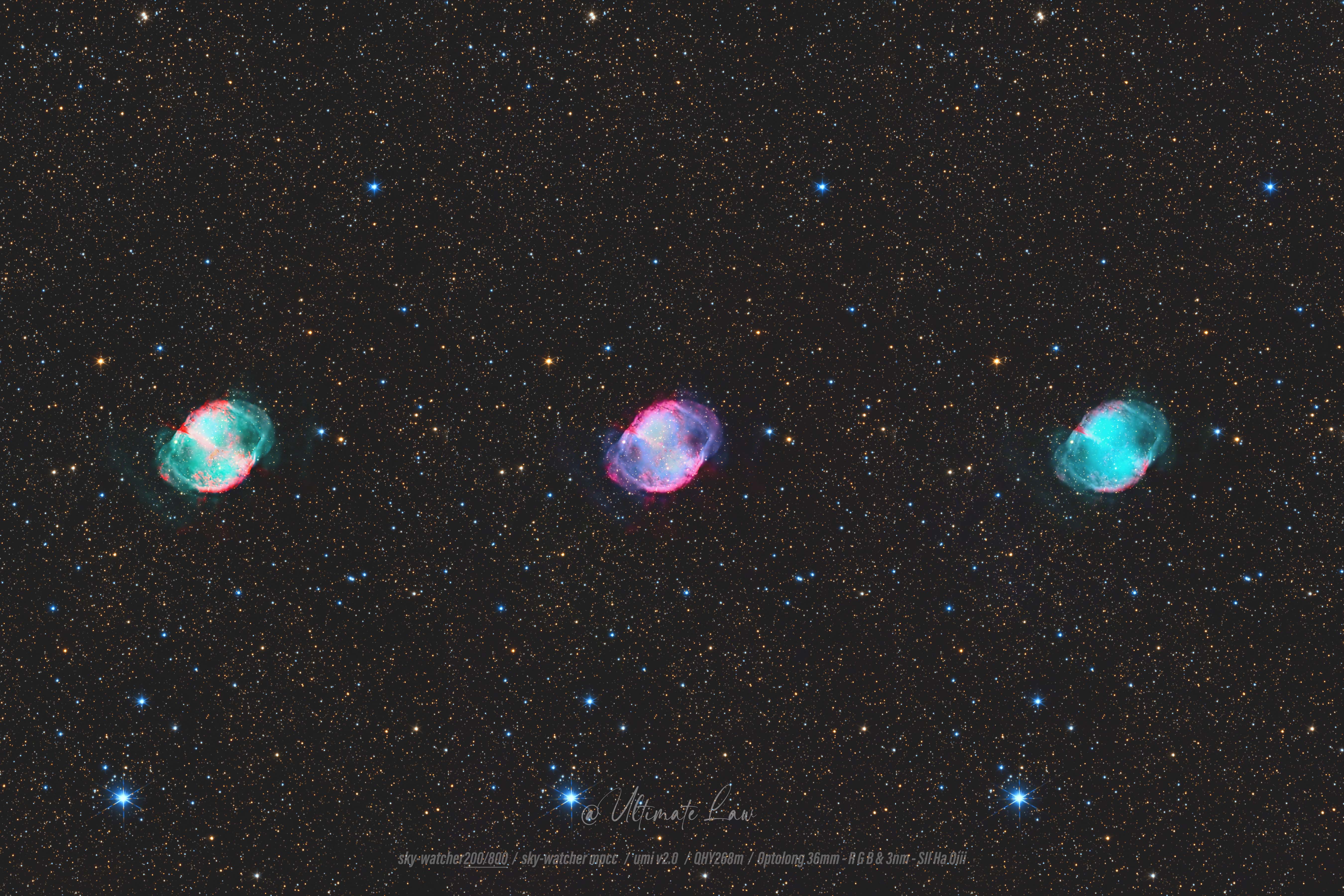 三色M27哑铃星云