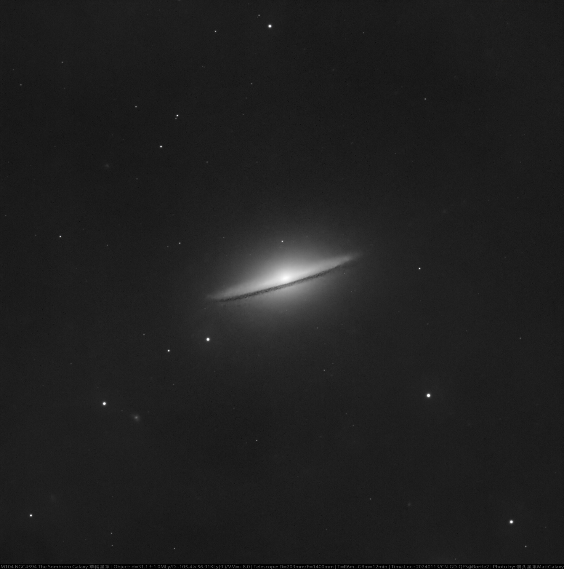 草帽星系 M104 NGC4594 The Sombrero Galaxy
