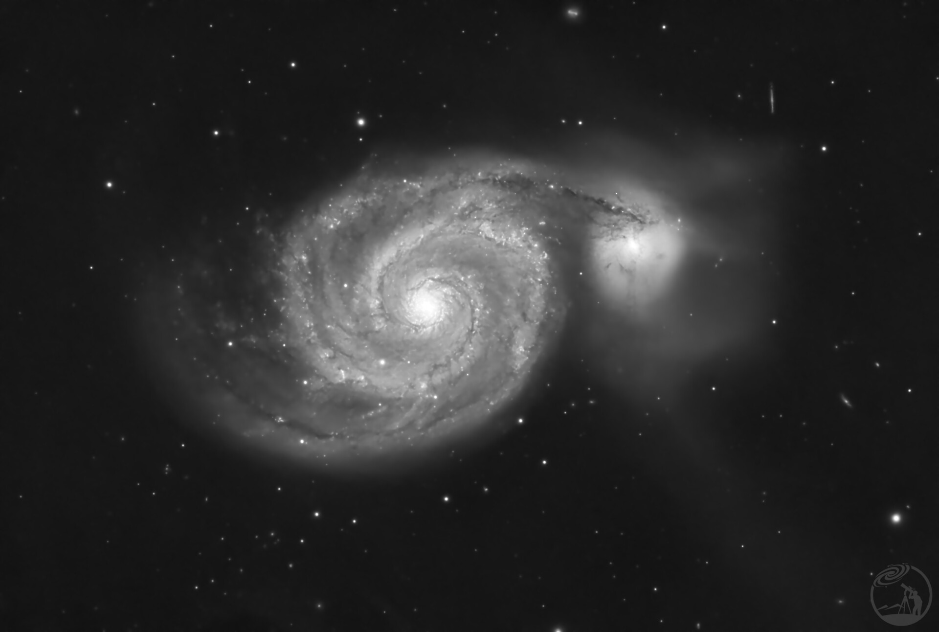 6级城市深空:4小时的L通道的M51星系
