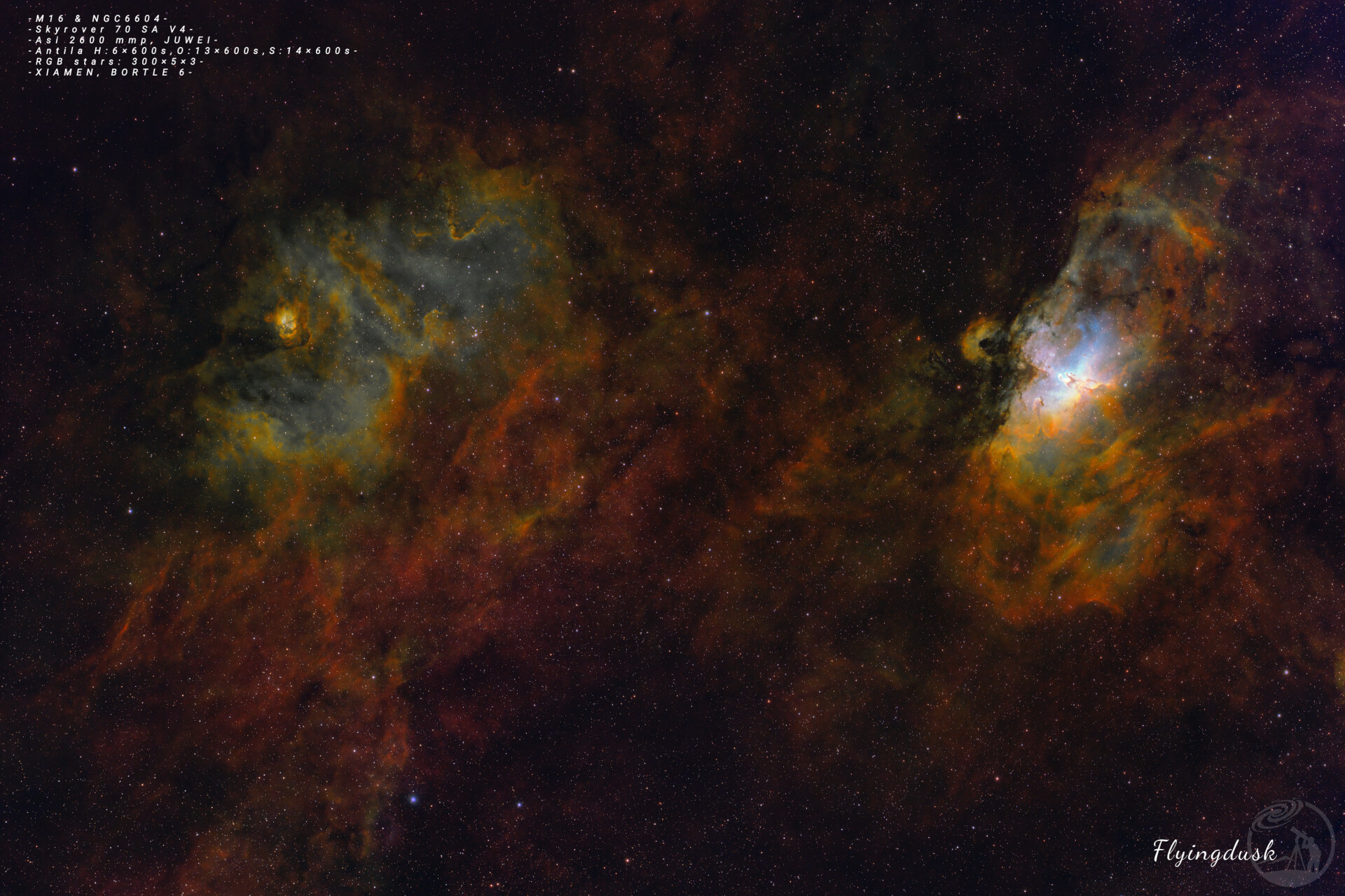 SH2-54（恐怖脸星云）+M16+NGC6604