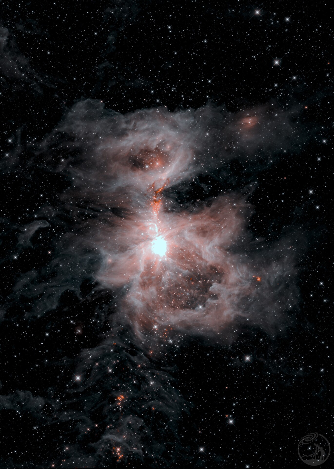 中红外的猎户座大星云【素材来自WISE红外卫星】