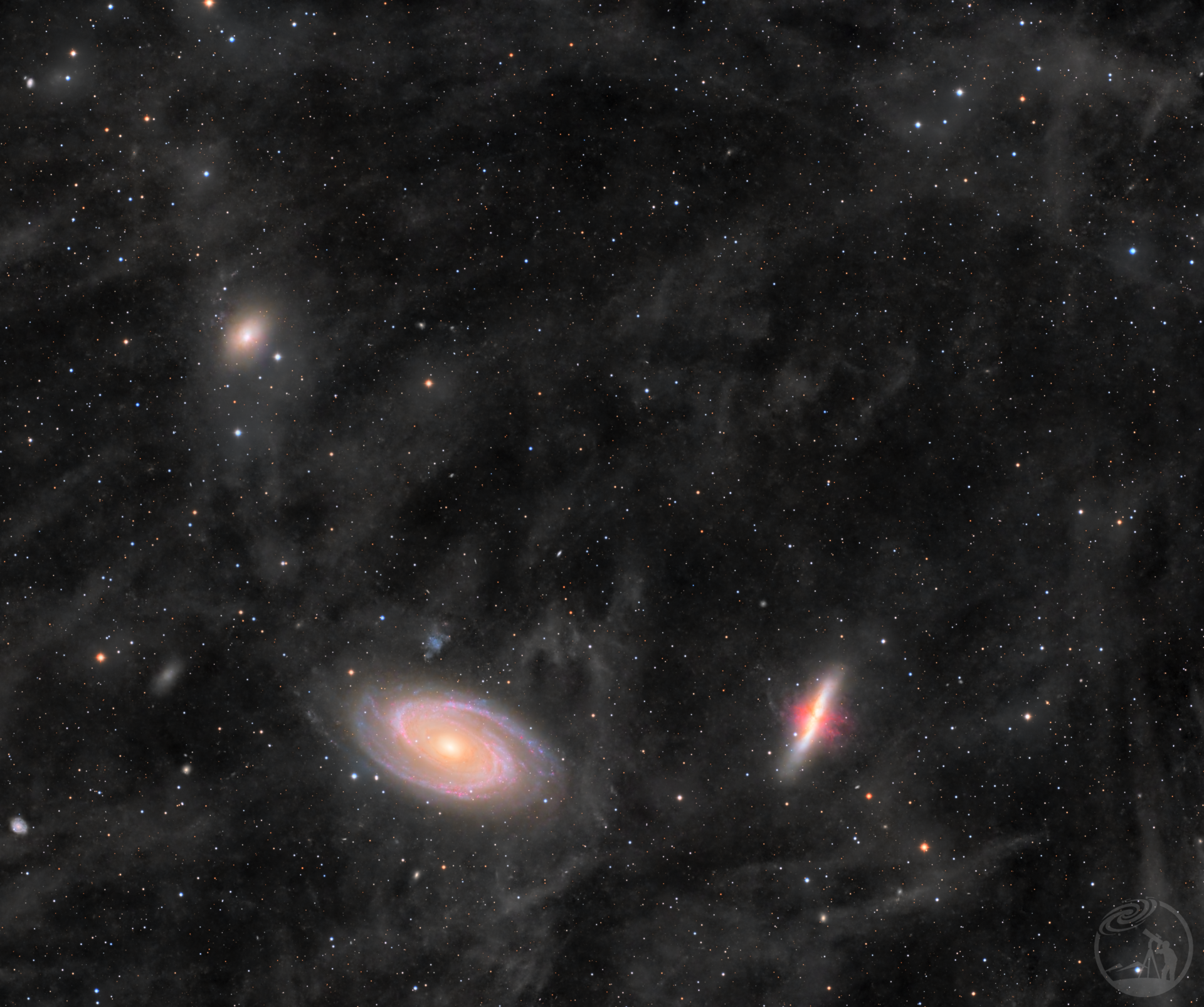 M81,M82,NGC3077花环星系和不知名小车轮星系