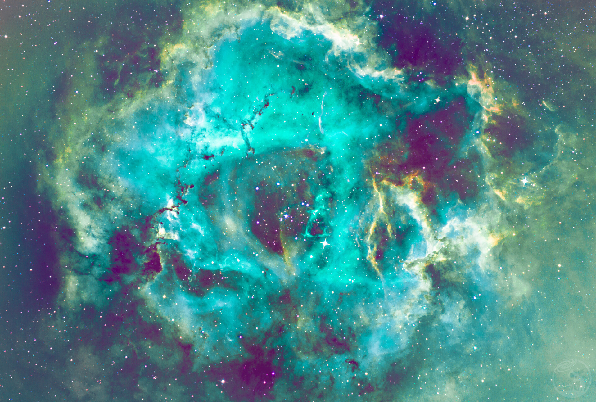 玫瑰星云，黑白相机首拍，调色不太会，求大神指导