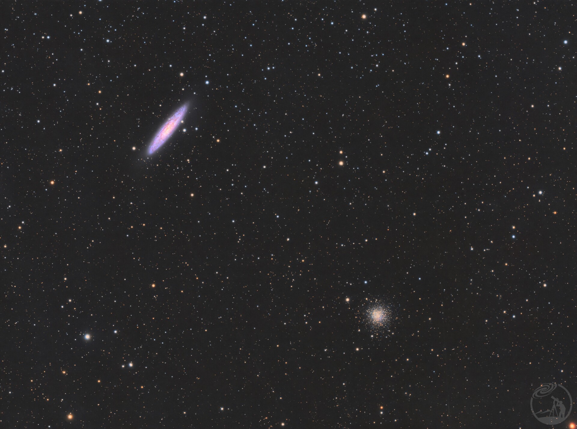 NGC253玉夫座星系和NGC288球状星团的对望