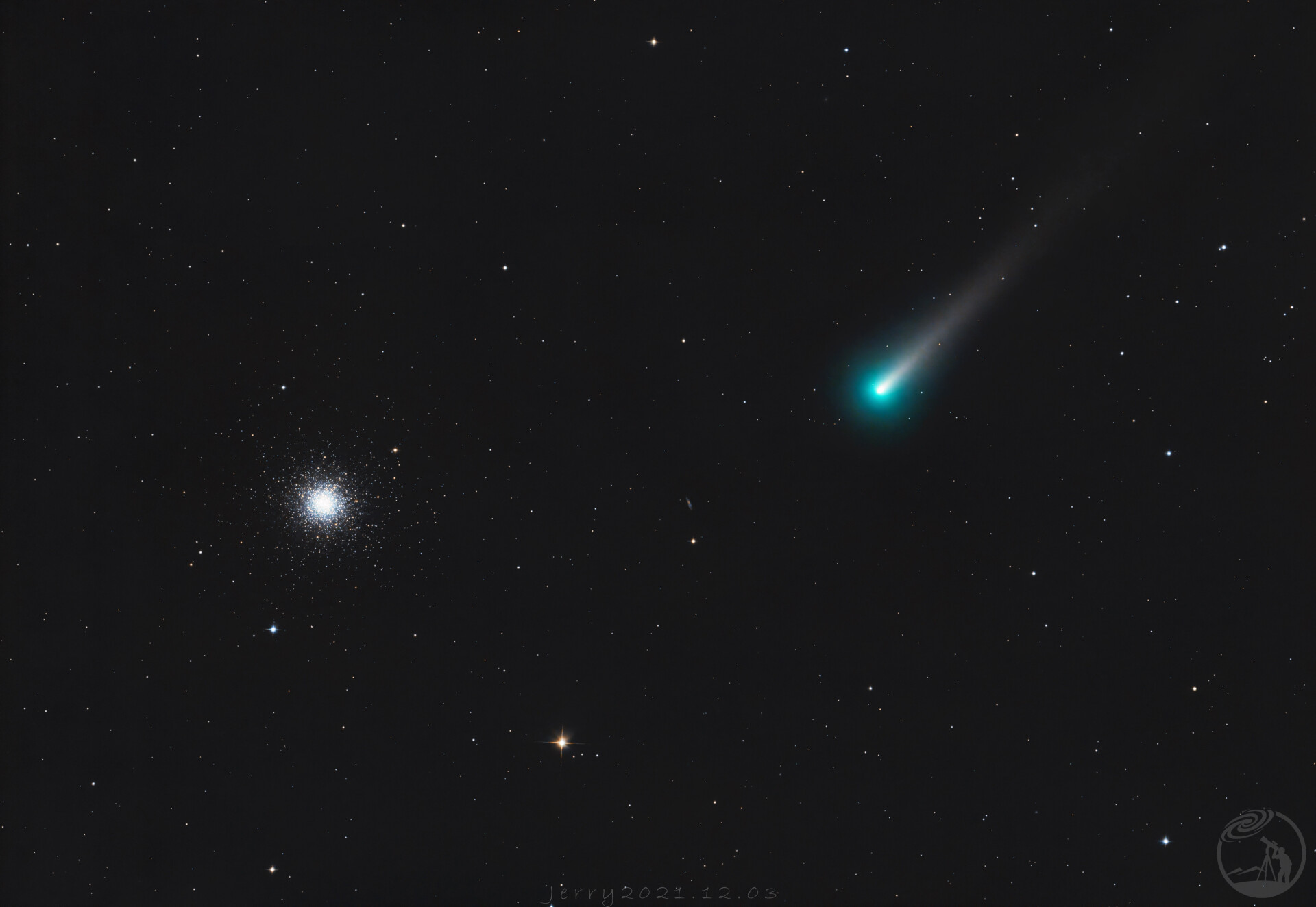天台上的C/2021 A1伴M3星团