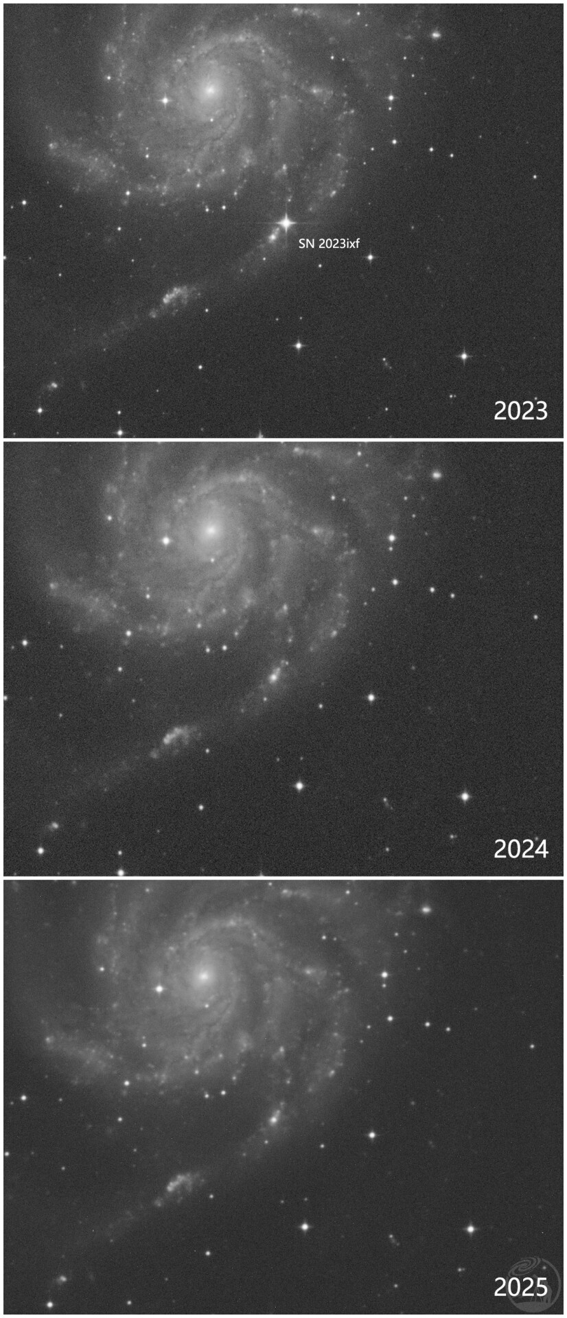 连续3年，记录超新星爆发后的变化