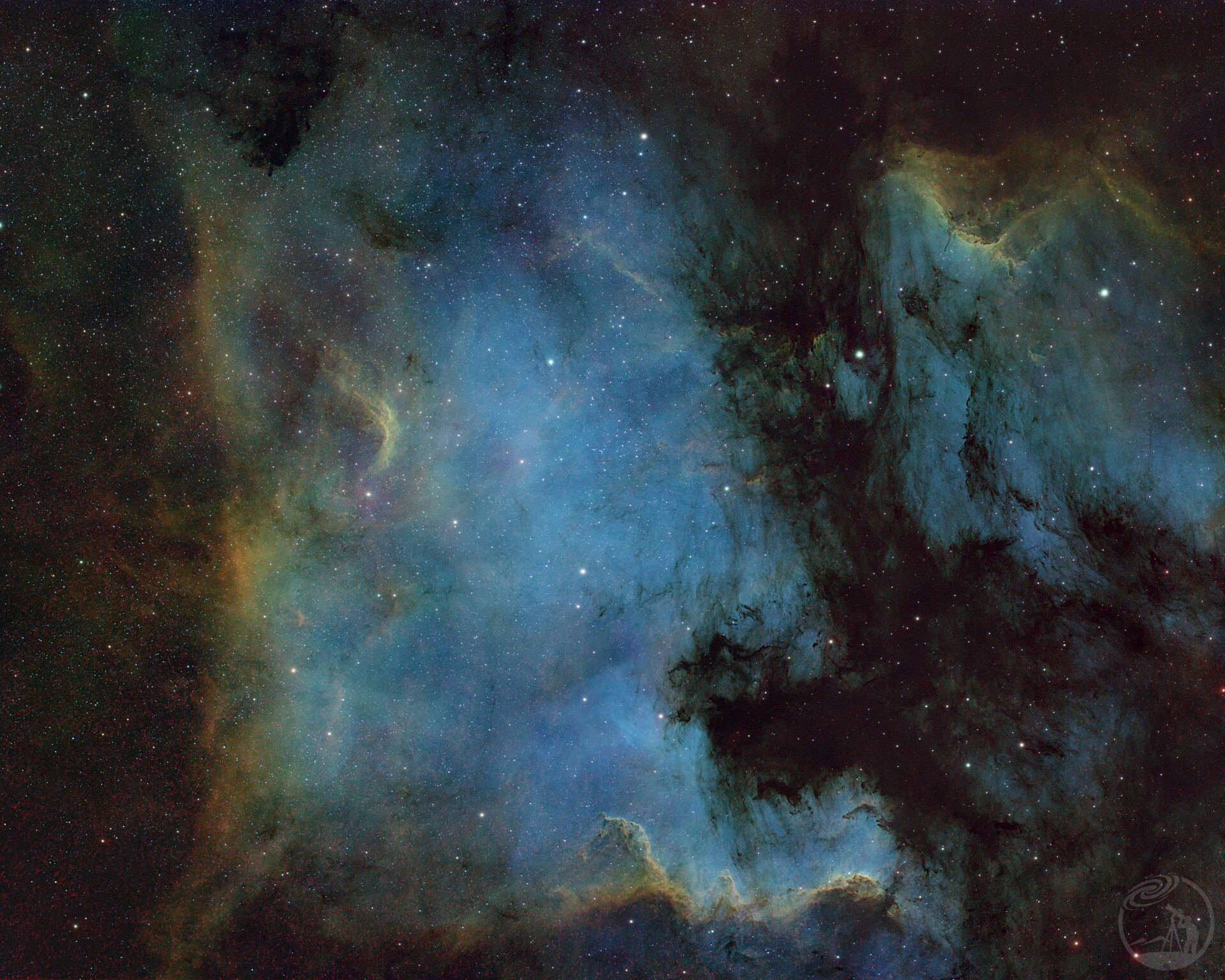 北美洲星云&鹈鹕星云 NGC7000&IC5070 彩机SHO哈勃色