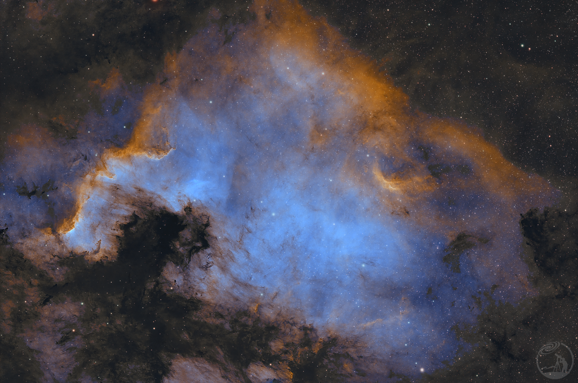 NGC 7000 北美洲星云，HOO调色