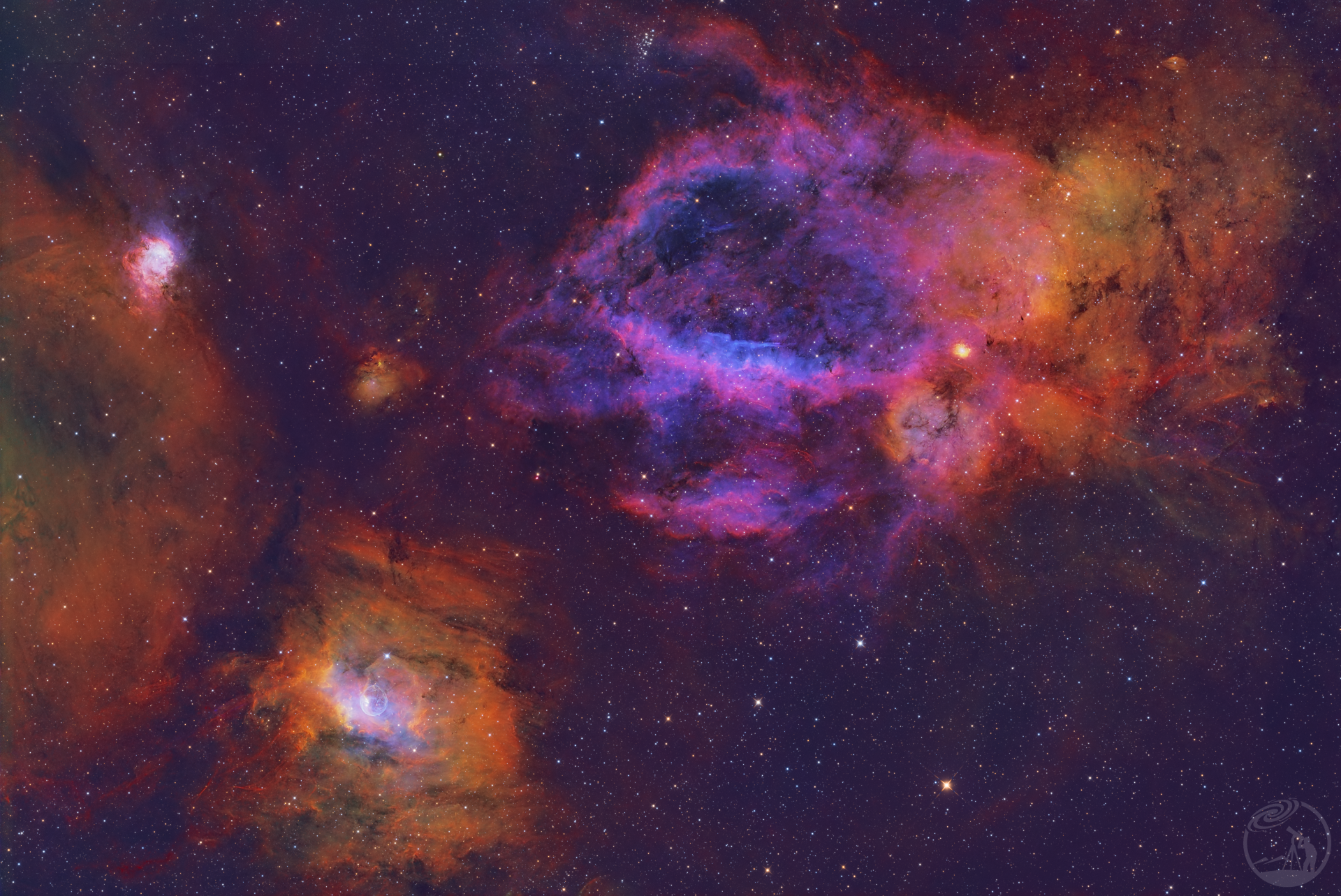 SH1-157龙虾钳星云_C11气泡星云_NGC7538北礁湖星云