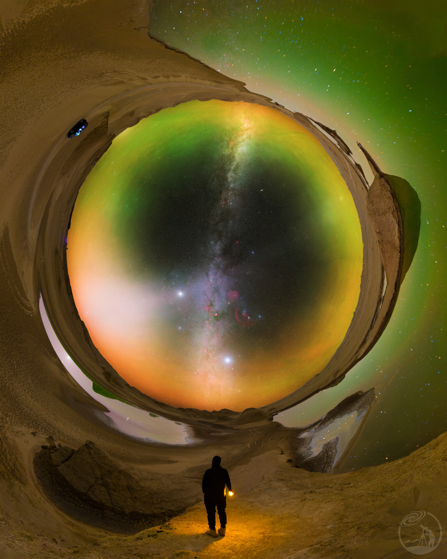 流星余迹湖的冬季星空