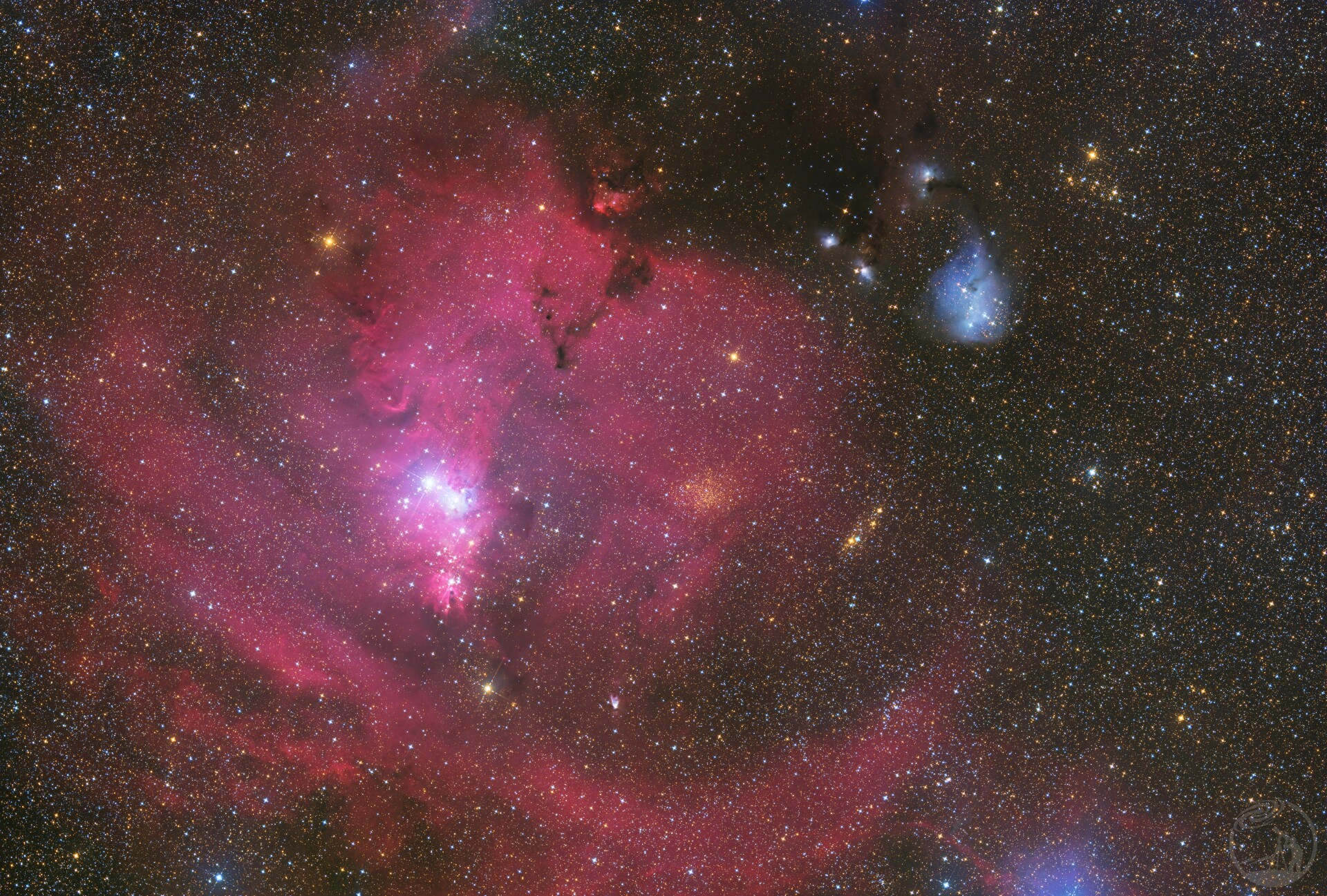 圣诞树星云 哈勃光变星云 蓝鲸星云广域