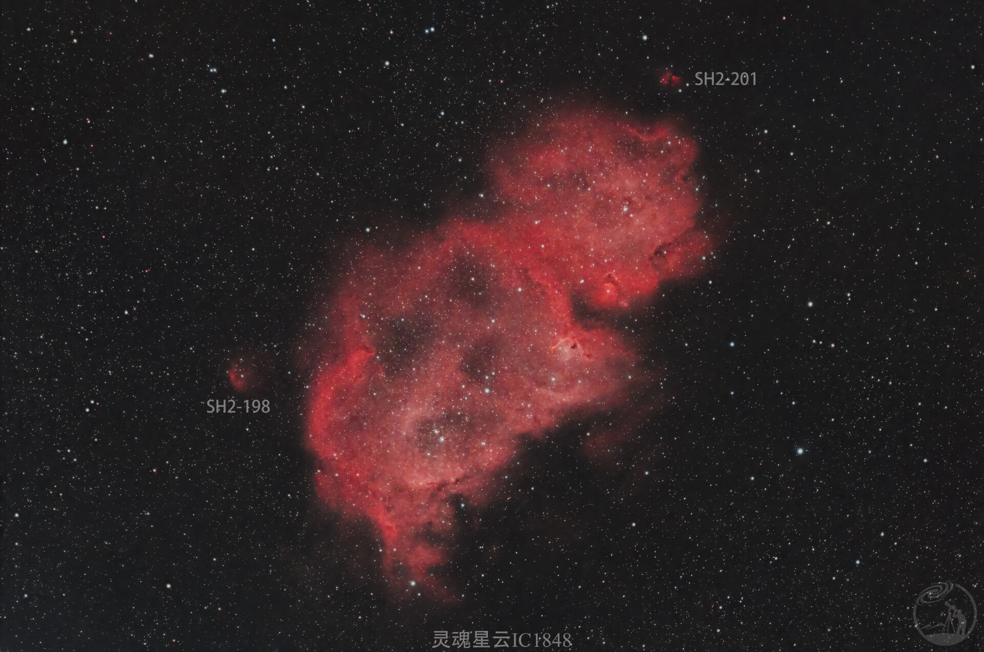 灵魂星云IC1848及其周围两个小星云SH2-198&201