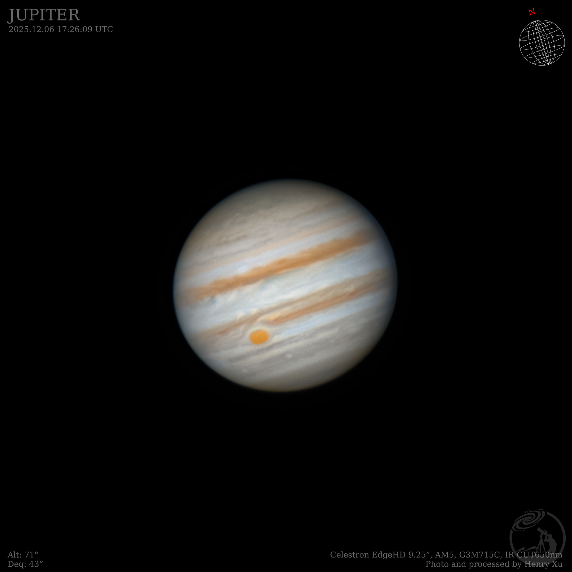 即将居中的木星大红斑