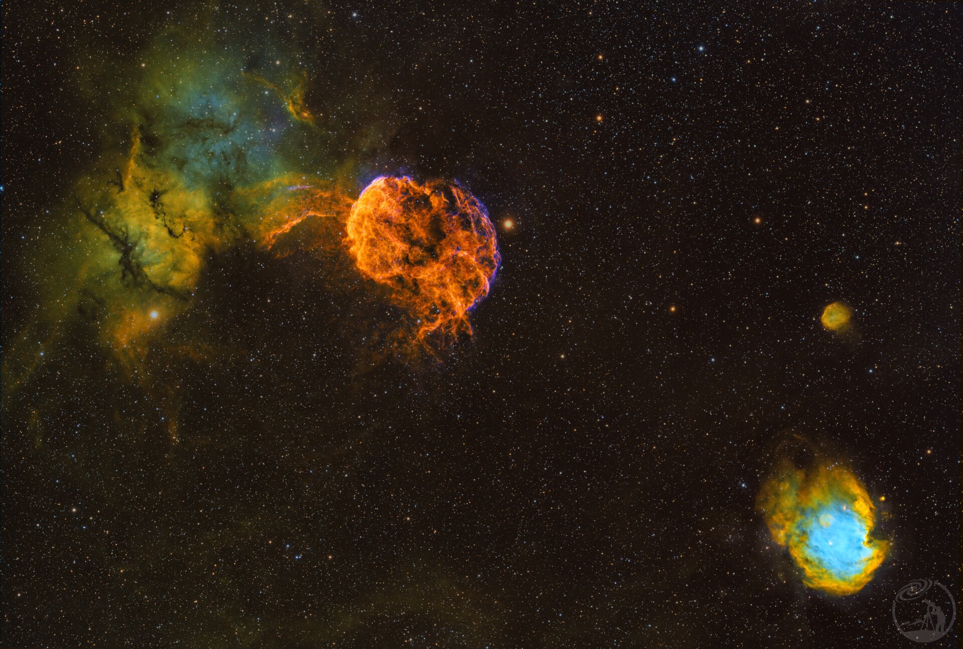 水母IC443与猴头NGC2174广域