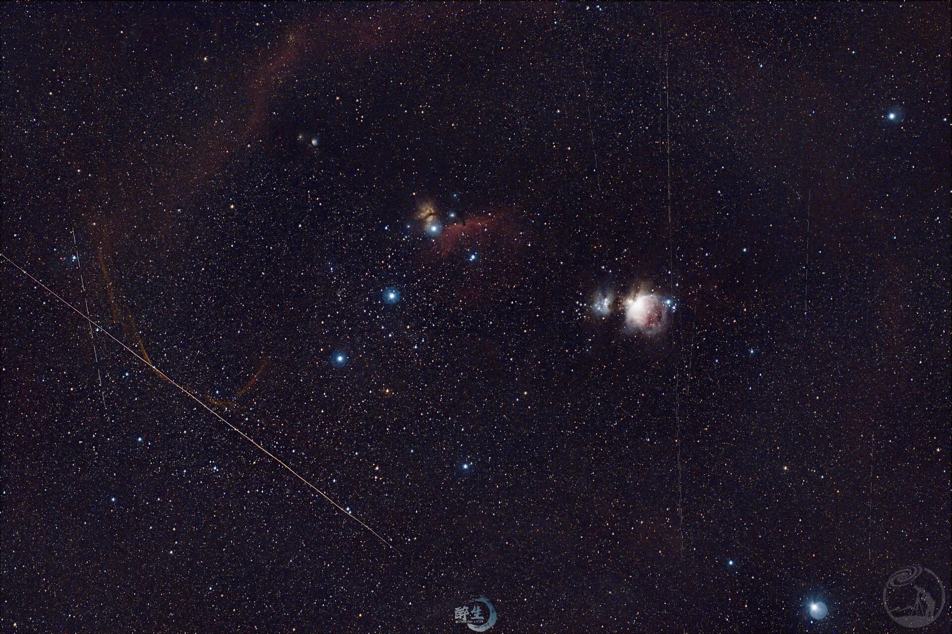 12.13日晚21:33，猎户座划过一颗拉烟火流星，有幸记录到了