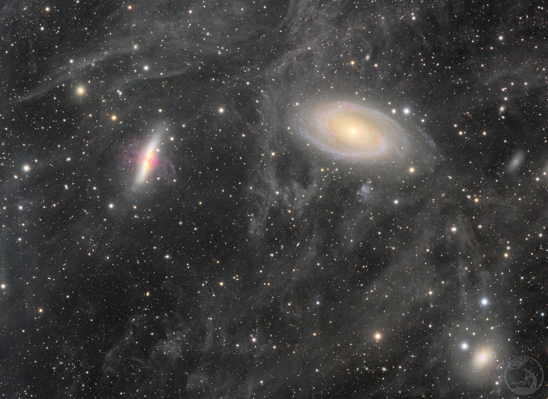 M81波德星系 M82雪茄星系 NGC3077 广域