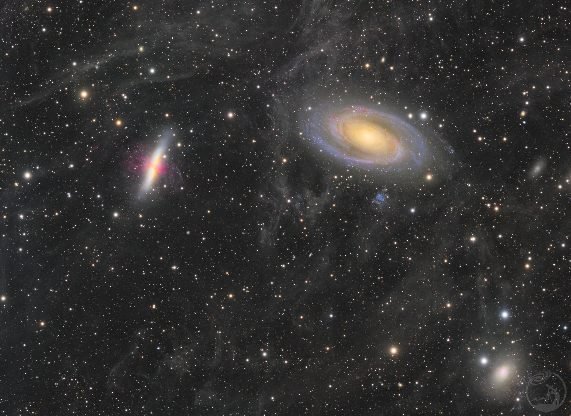 M81波德星系 M82雪茄星系 NGC3077 广域