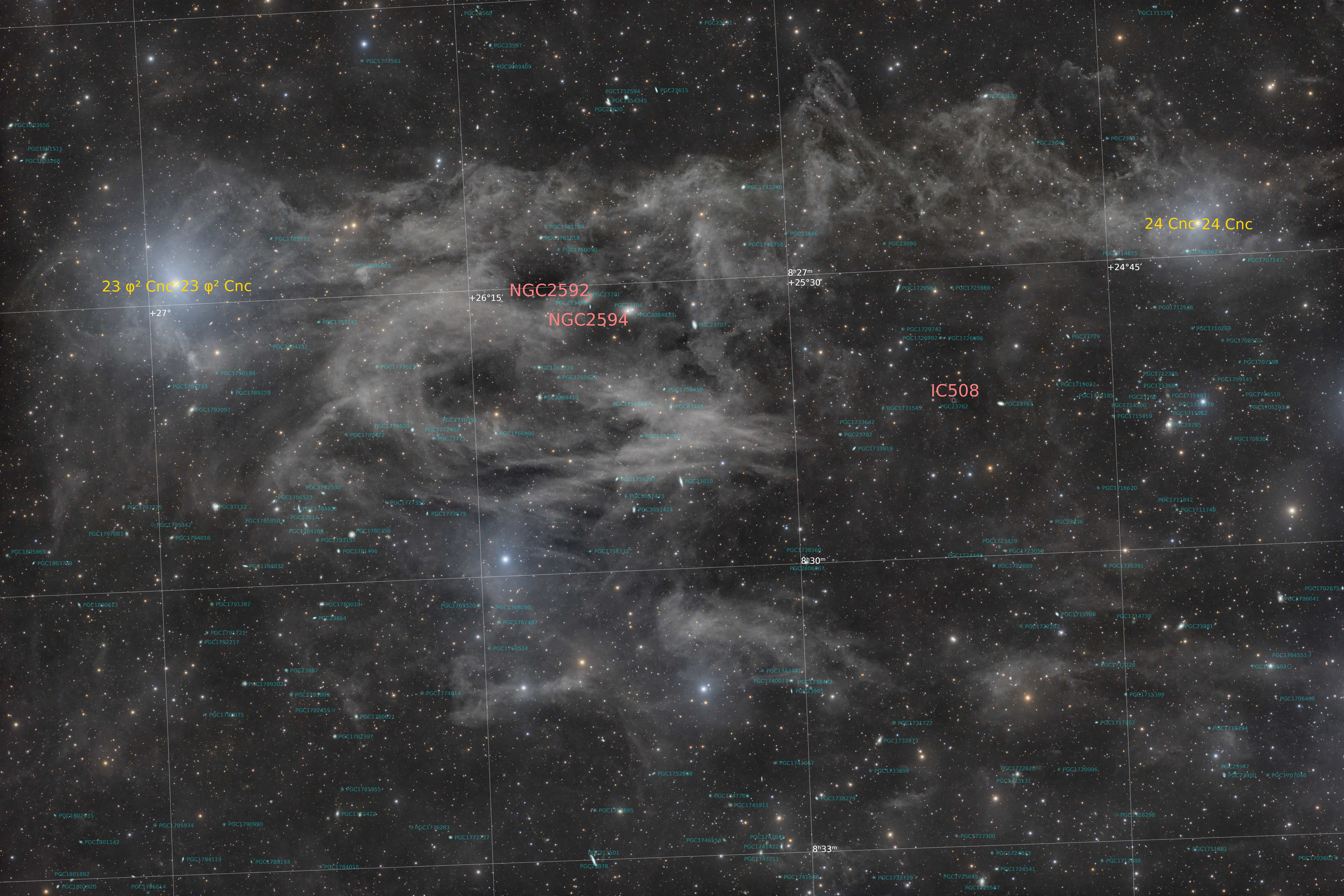 巨蟹座无名星云(NGC2592周边)