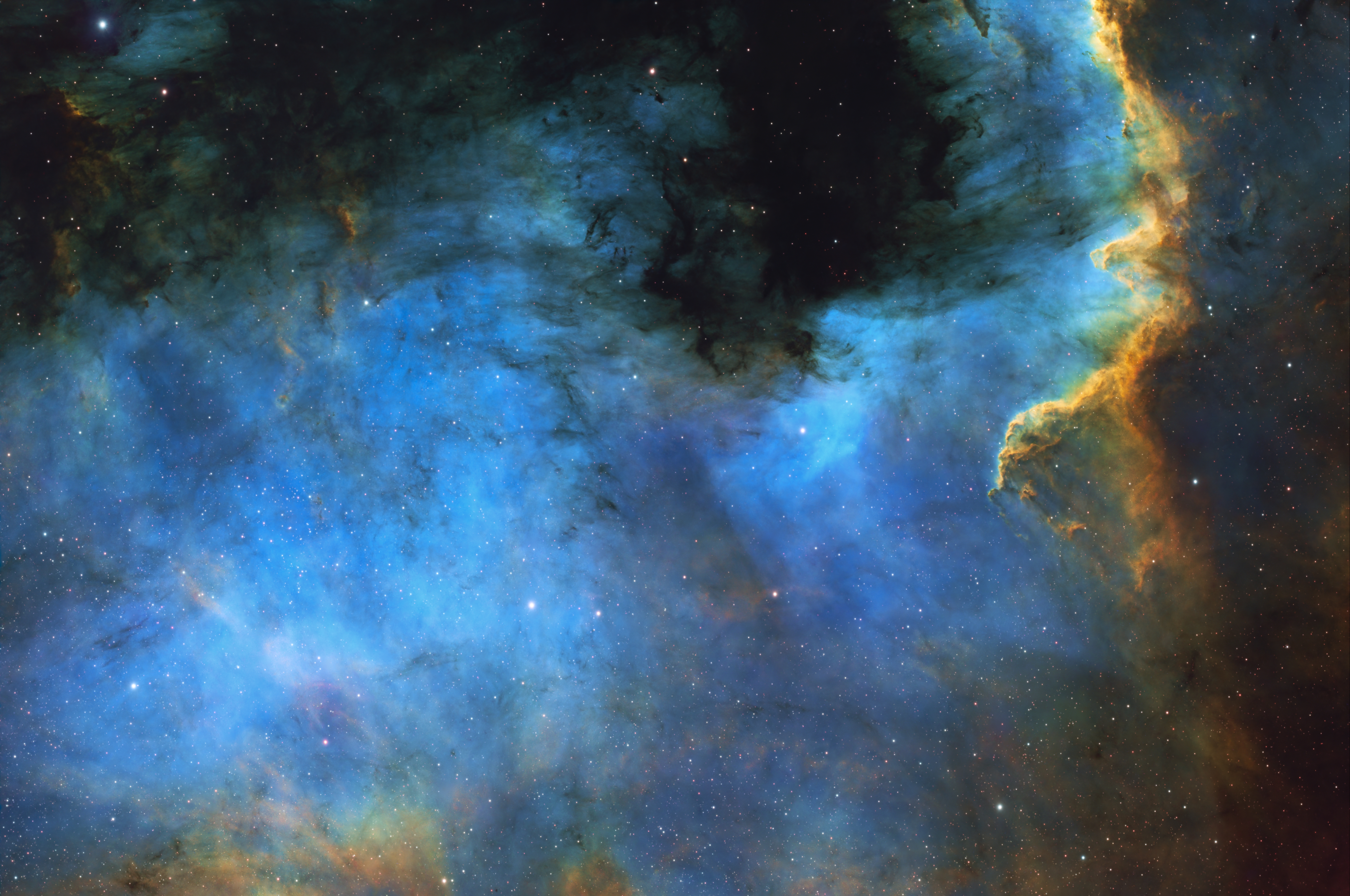Hb&Sii,Ha&Oiii四通道NGC7000北美洲星云