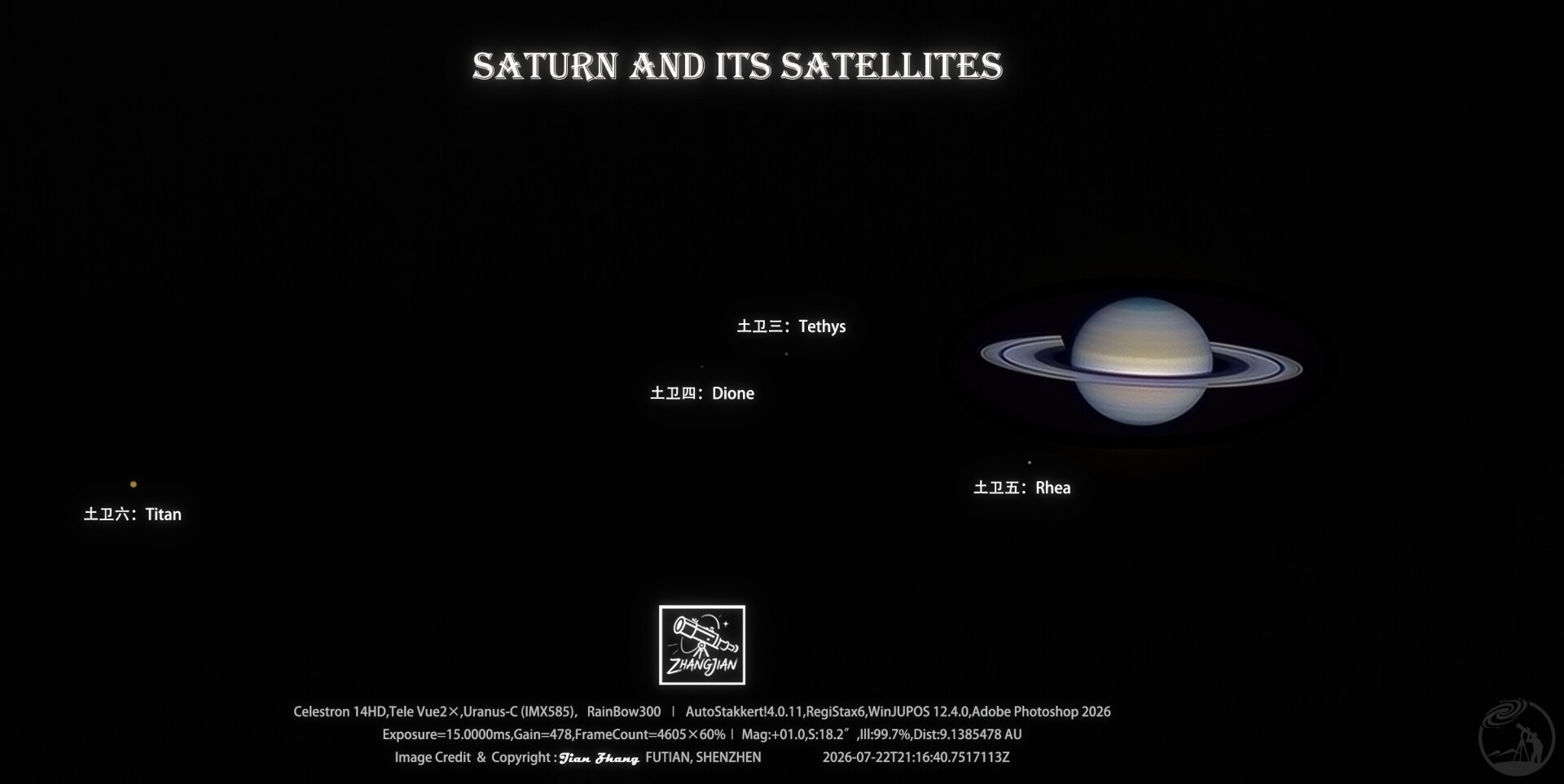 20260723 凌晨的土星和土卫们