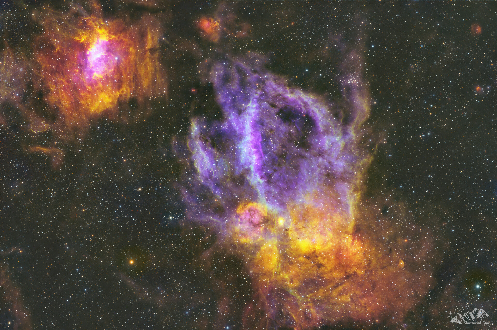 龙虾钳(SH2-157)和气泡星云(NGC 7635)的合照